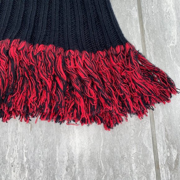 ABBIE MAGS Women's Christmas Knit Sweater Front Zip Tasseled Black/Red Size S/P - Picture 10 of 13